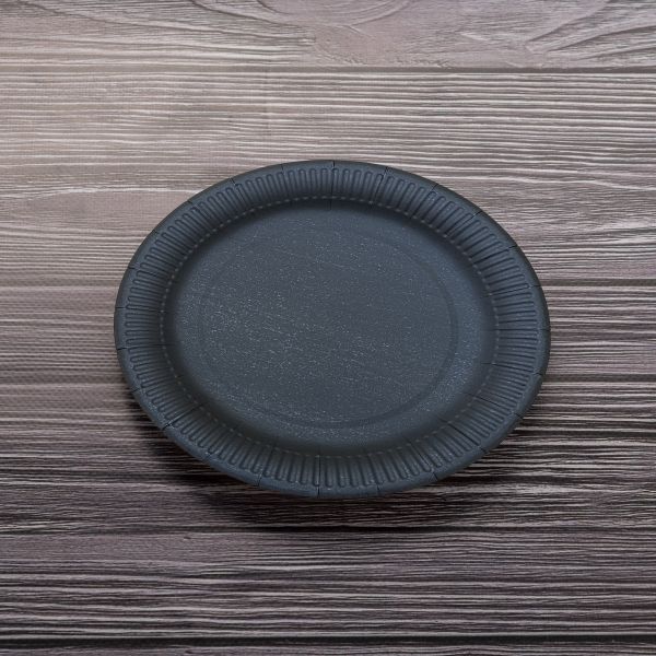 Тарілка паперова ламінована d-18 см ЧОРНА 100 шт