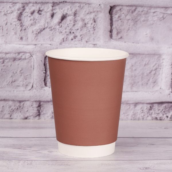 Стакан паперовий двошаровий 400 мл Soft touch BROWN