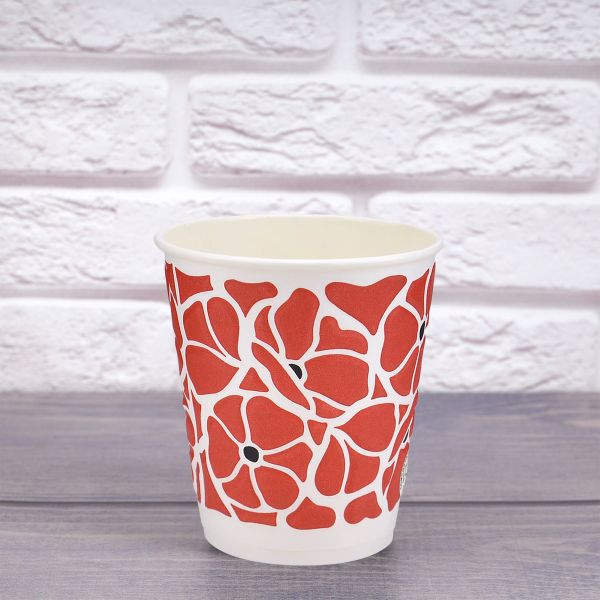 Стакан паперовий двошаровий BIO 3D Маки 270 мл