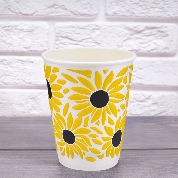 Стакан паперовий двошаровий BIO 3D Соняшник 400 мл