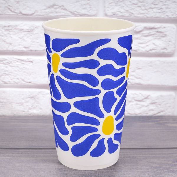 Стакан паперовий двошаровий BIO 3D Ромашка 500 мл