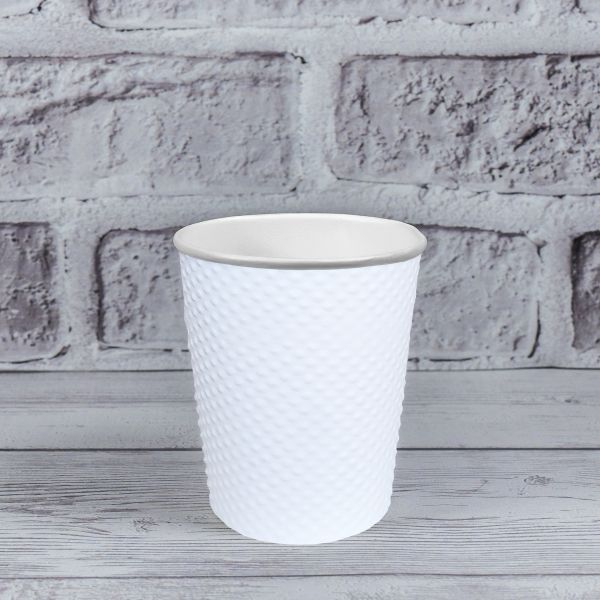 Стакан паперовий двошаровий рифлений білий 185 мл