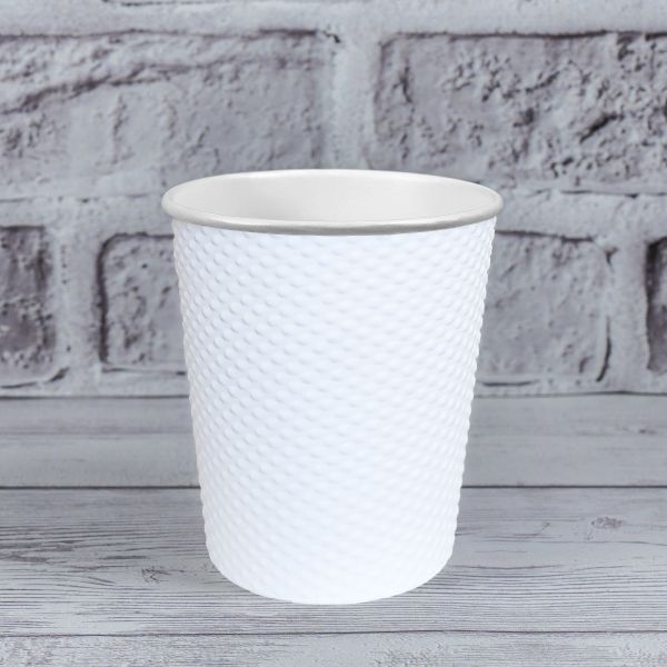 Стакан паперовий двошаровий рифлений білий 270 мл