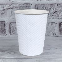 Стакан паперовий двошаровий рифлений білий 400 мл