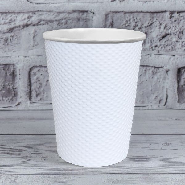 Стакан паперовий двошаровий рифлений білий 400 мл