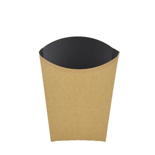 Картонна упаковка для картоплі фрі 150-200 г 140*65 мм КРАФТ/ЧОРНА