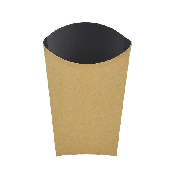 Картонна упаковка для картоплі фрі 200-250 г 160*75 мм КРАФТ/ЧОРНА