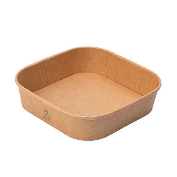 Контейнер паперовий для салату квадратний 750 мл 170*170*45 мм КРАФТ