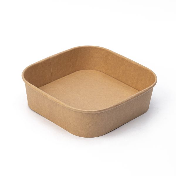 Контейнер паперовий для салату квадратний 1000 мл 175*175*50 мм КРАФТ