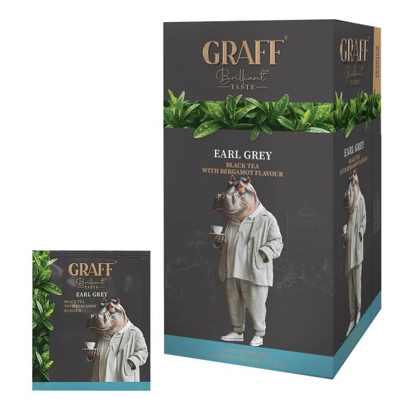 Чай чорний пакетований Earl Grey з ароматом бергамоту Graff 1,8 г * 20 шт