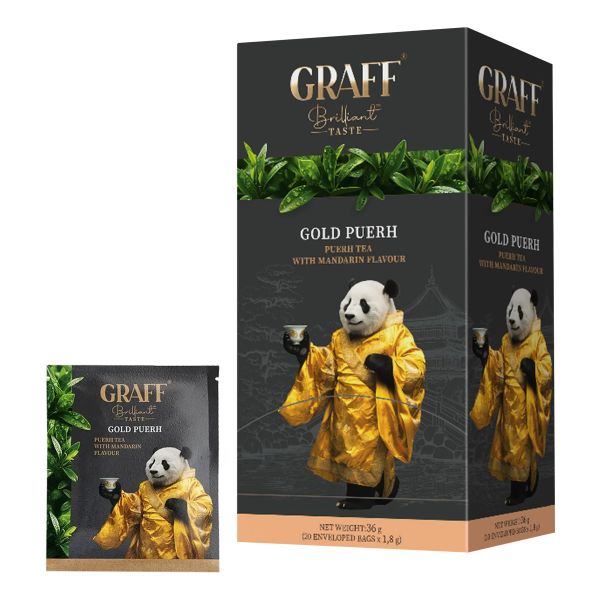Чай пуер пакетований Gold Puer з ароматом мандарина Graff 1,8 г * 20 шт