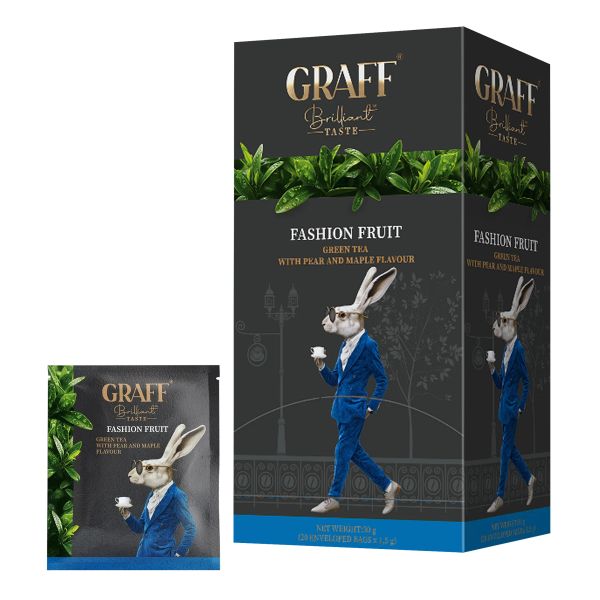 Чай зелений пакетований Fashion fruit Модний фрукт Graff 1,5 г * 20 шт