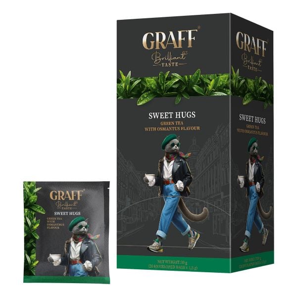 Чай зелений пакетований Sweet hugs Солодкі обійми з ароматом Османтусу Graff 1,5 г * 20 шт
