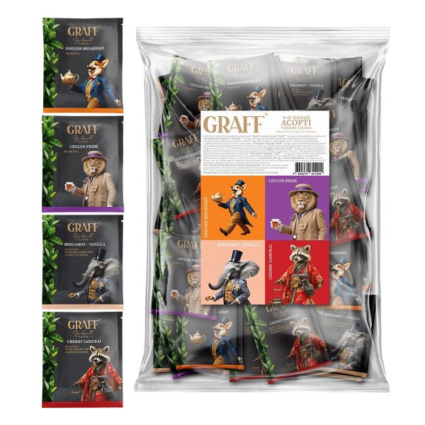Чай чорний байховий пакетований Assorted tea flavors Асорті Graff 1,75 г * 48 шт