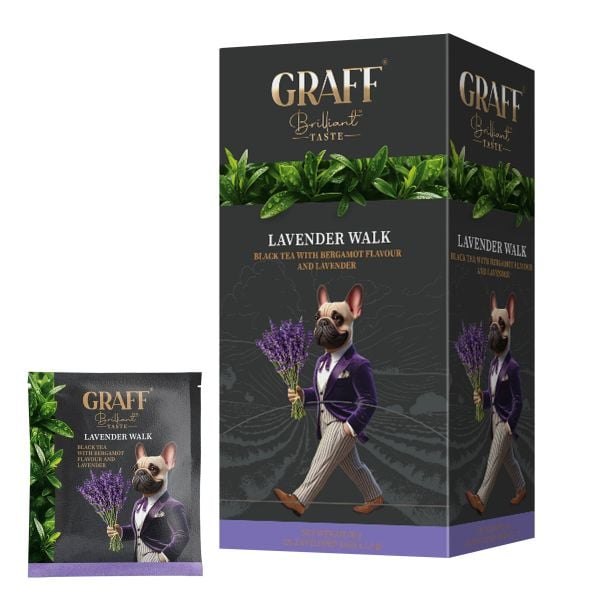 Чай чорний пакетований Lavender walk з ароматом лаванди та бергамоту Graff 1,5 г * 20 шт