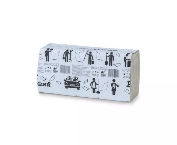 Рушники паперові V 25х22 см 1 шар макулатурні сірі 200 шт