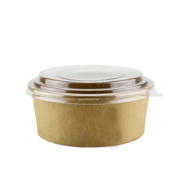 Контейнер паперовий для салату з кришкою РЕТ 750 мл d-145 мм h-60 мм КРАФТ