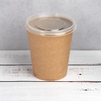 Контейнер паперовий суповий з кришкою РР 750 мл d-115 мм h-125 мм КРАФТ