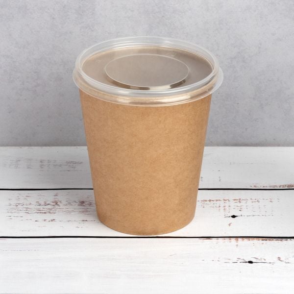 Контейнер паперовий суповий з кришкою РР 750 мл d-115 мм h-125 мм КРАФТ