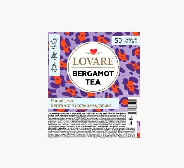Чай чорний пакетований LOVARE Bergamot tea 50 шт