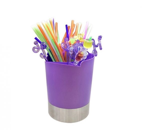 Диспенсер/стаканчик чорний для трубочек і мішалок для коктейлю