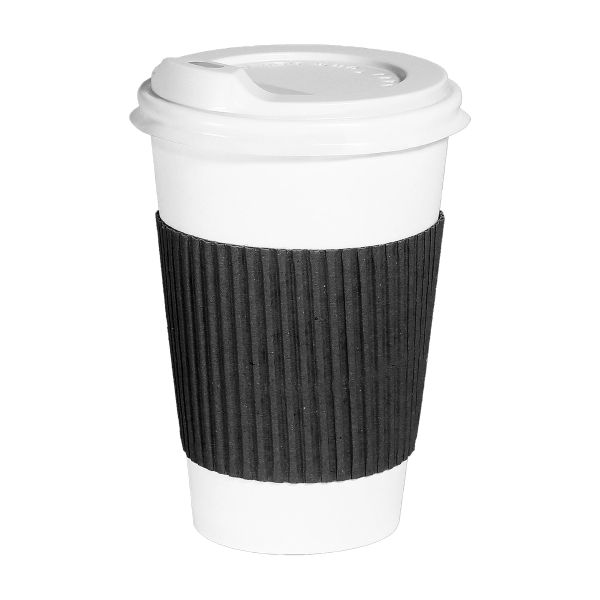 Термочехол клеєний на стакан паперовий 400-500 мл чорний