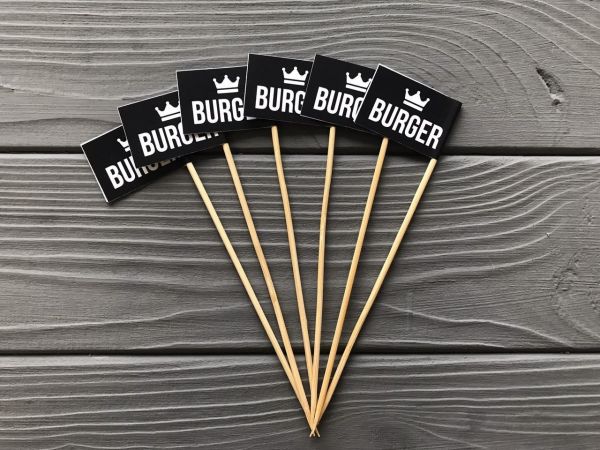 Прапорець для бургера чорний BURGER 100 шт