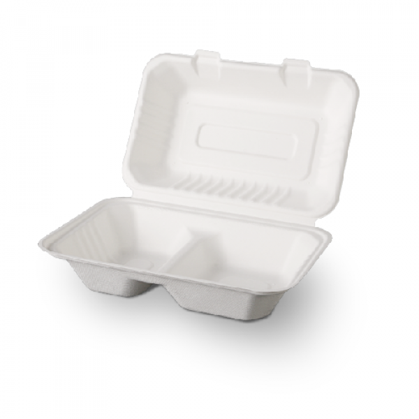Ланч-бокс двосекційний БІО 230*159*80 мм з цукрової тростини 50 шт