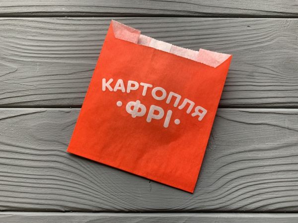 Упаковка для картоплі фрі СЕРЕДНЯ червона 105х100х50 мм 50г/м2 (100-150г) 100 шт