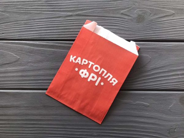 Упаковка для картоплі фрі ВЕЛИКА червона 140х100х40 мм 60г/м2 (150-200г) 100 шт