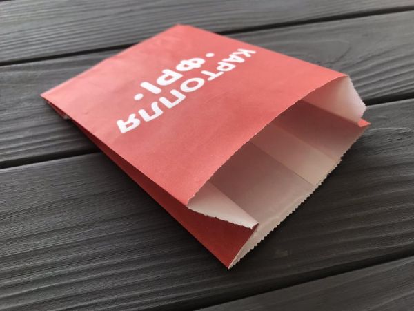 Упаковка для картоплі фрі ВЕЛИКА червона 140х100х40 мм 60г/м2 (150-200г) 100 шт