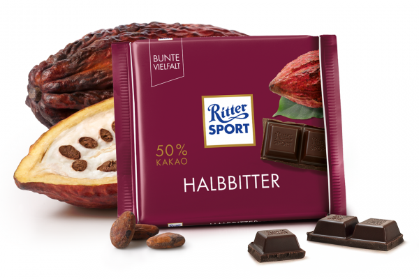 Шоколад RITTER SPORT Halbbitter Темний 50%  100 г