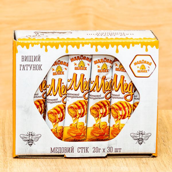 Мед в стіках 20 г 30 шт Медовий Шлях