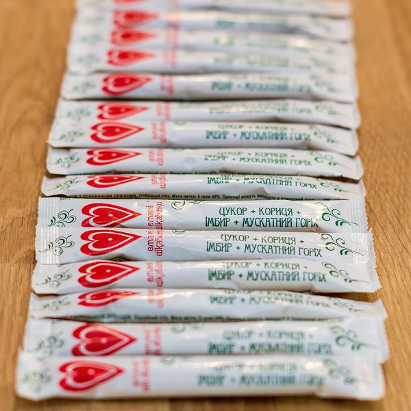 Цукор в стіках Пряний (цукор, кориця, імбир, мускатний горіх) 5г*50 шт/250г