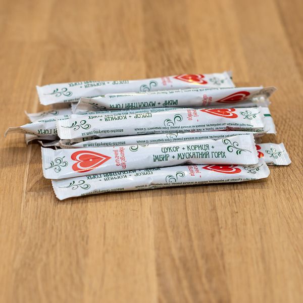Цукор в стіках Пряний (цукор, кориця, імбир, мускатний горіх) 5г*50 шт/250г