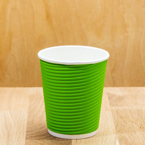 Гофростакан Ripple 300 мл 8oz green spiral