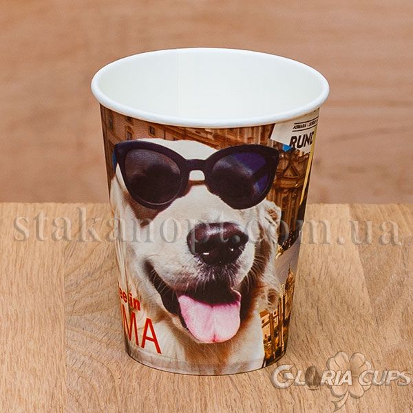 Стакан паперовий 250 мл ПЕС МАНДРІВНИК