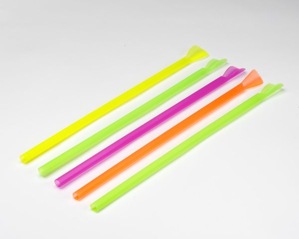 Трубочки-лопатки d-5.8 мм L-210 мм неон д/десерта 100 шт
