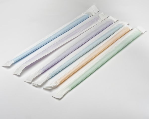 Трубочки з гофрой d-4.8 мм L-210 мм кольорові в індив.папер.упак 100 шт