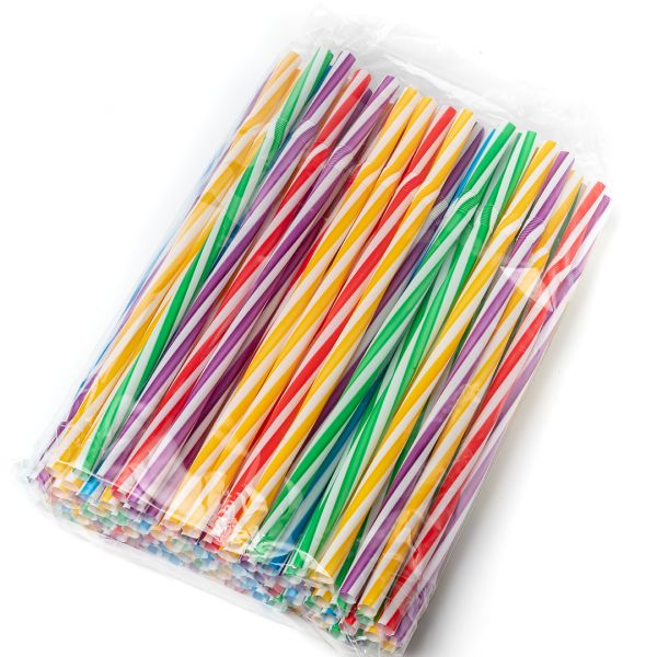Трубочки Фреш з гофрой d-8.0 мм L-235 мм кольорові смужка 100 шт