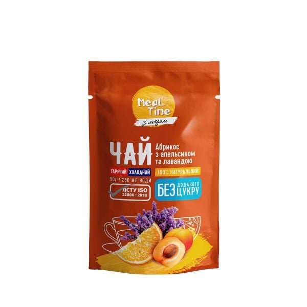 Концентрат чаю Meal Time абрикос з апельсином та лавандою й медом БЕЗ ЦУКРУ 50 г дойпак
