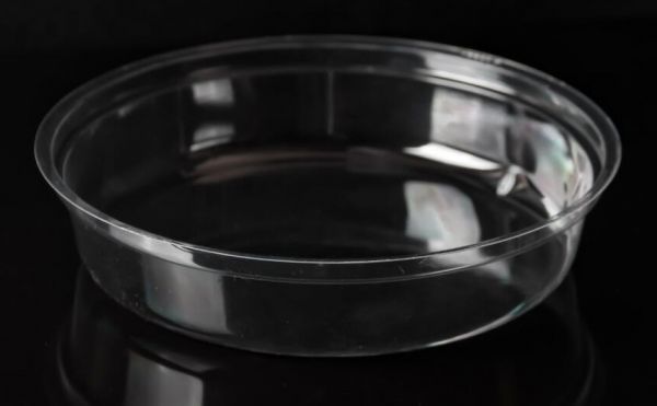 Контейнер круглий з кришкою PS d-178 мм h-38 мм 600 мл ПРОЗОРИЙ