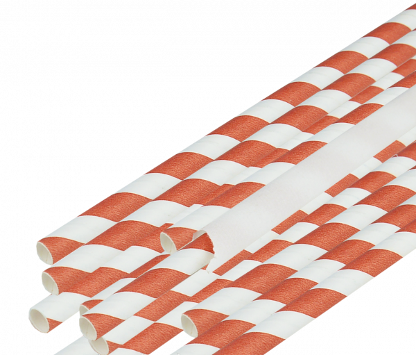 Трубочки паперові d=8 мм L=195 мм 100 шт смужка червоні в індив.папер.упак.