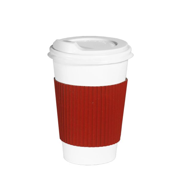 Термочехол клеєний на стакан паперовий 250-340 мл червоний