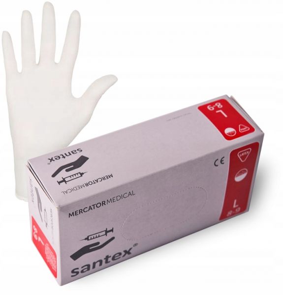 Рукавички разові латекс SANTEX 100 шт S,M,L