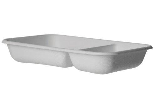 Лоток двосекційний з багасса білий 710 мл