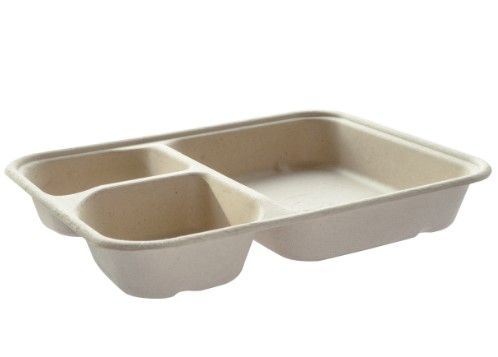 Лоток трисекційний з багасса натурального кольору