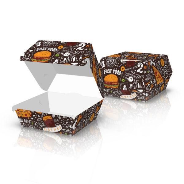 Упаковка картонна для бургерів МАКСІ ТЕМНА 100 шт