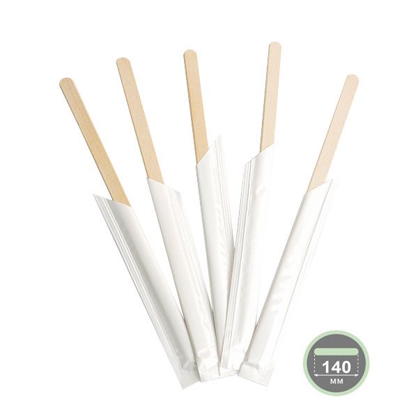 Мішалка дерев'яна береза 140*6*1.8 мм 250 шт в індив. папер. упаковці