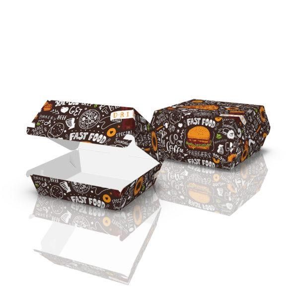 Упаковка картонна для бургерів МІНІ ТЕМНА 100 шт